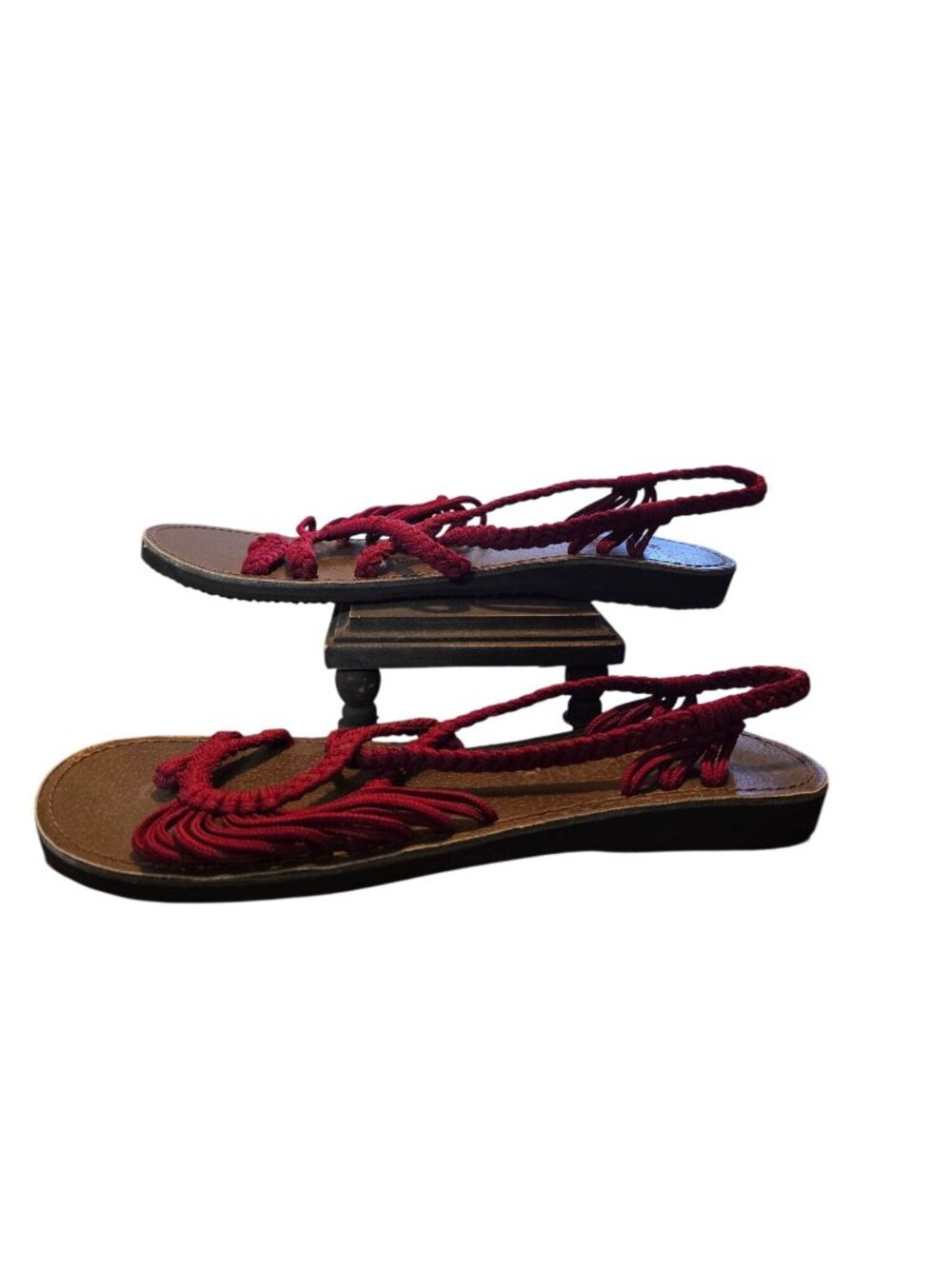 Bokyna Freedom Burgundy Thailand Handcrafted Braided Flat Sandals, 40 - Picture 2 of 5
